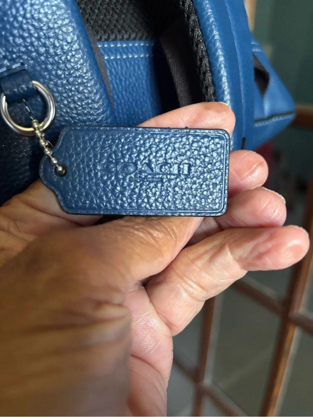 Coach Blue Pebbled Leather Men's Backpack